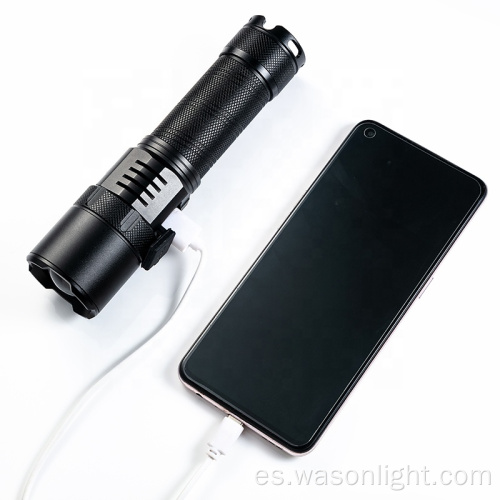 Wason XHP99 Luz de flash más potente USB-C Recargable Lámpara de antorcha de mano táctica de aluminio con zoomable con banco de energía